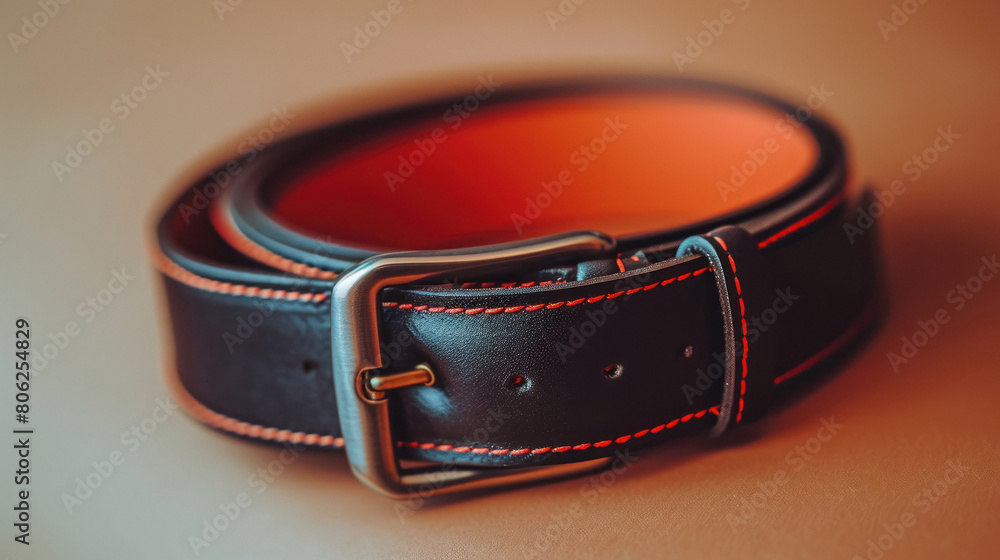 Brown color belt on the table Brown color belt on the table