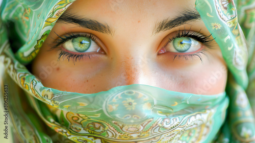 Close Up Beautiful Eyes of a Muslim Woman