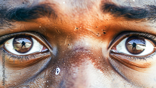 Close Up, Athlete's Focused Eyes For Victory, Victory Competition Concept.
