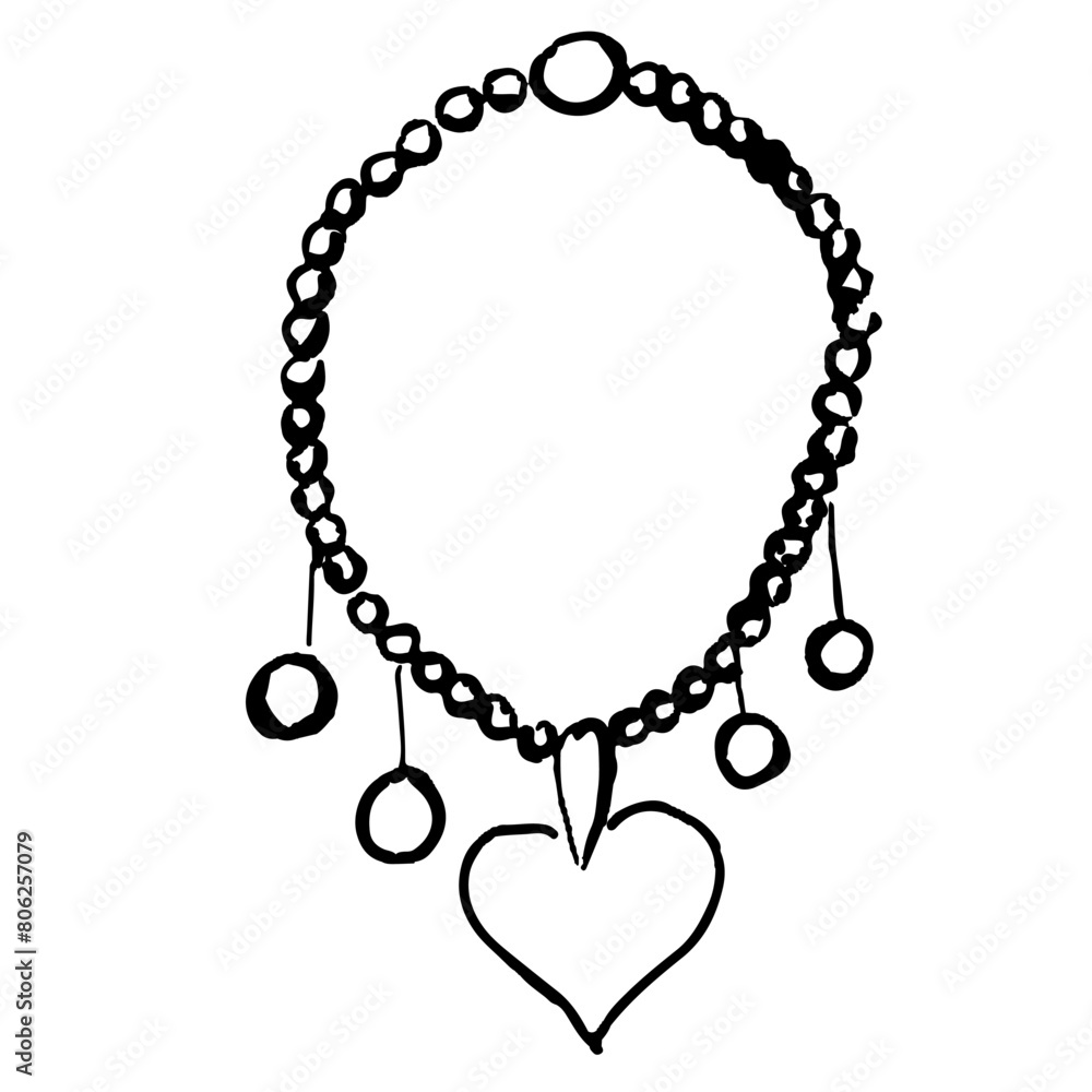 Necklace. Fashion and beauty. A sketch. A hand-drawn drawing. A design element. Clip-Art Necklace. Fashion and beauty. A sketch. A hand-drawn drawing. A design element. Clip-Art
