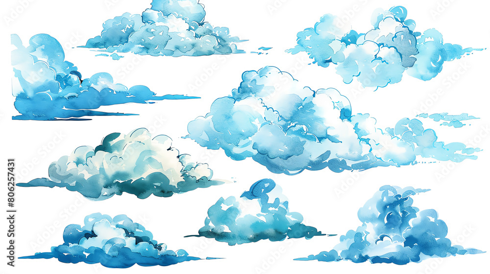 Set of different cartoon clouds isolated on transparent background. Vector illustration. Set of different cartoon clouds isolated on transparent background. Vector illustration.