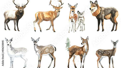 A group of reindeer of various breeds.