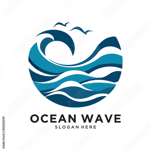 ocean wave logo design vector illustration