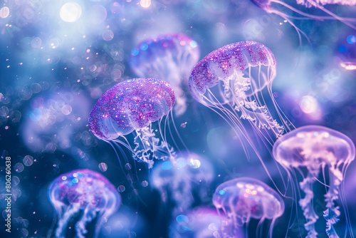Ethereal Jellyfish in a Magical Underwater World © Melipo-Art