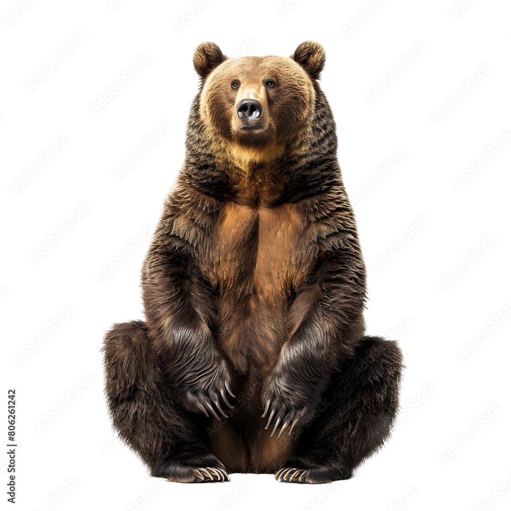 Fototapeta premium Brown Bear Standing Isolated transparent Background Wildlife