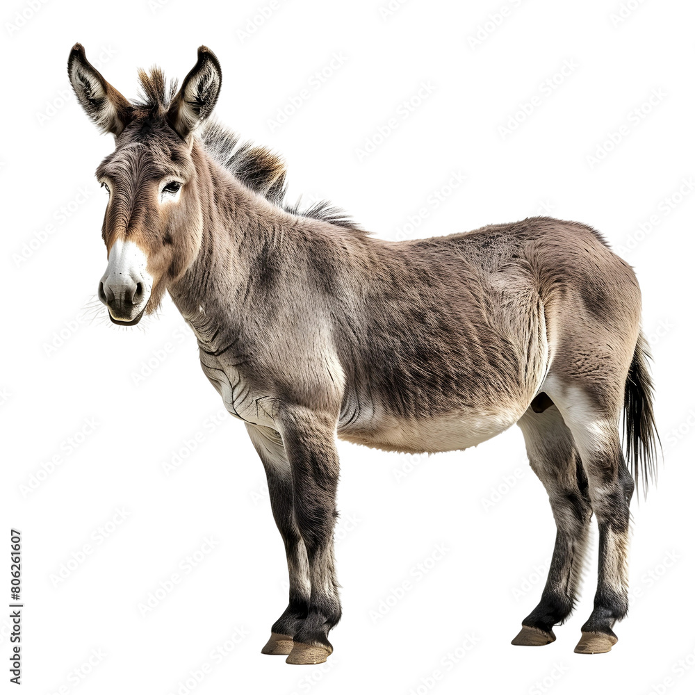 Fototapeta premium Donkey Isolated Portrait Full Body Side View