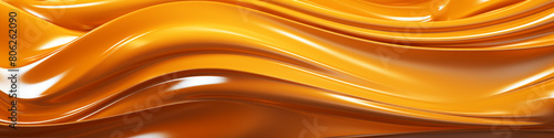 3D render, abstract colorful background with waves of liquid metal in orange and gold colors, fluid shapes, fluid design