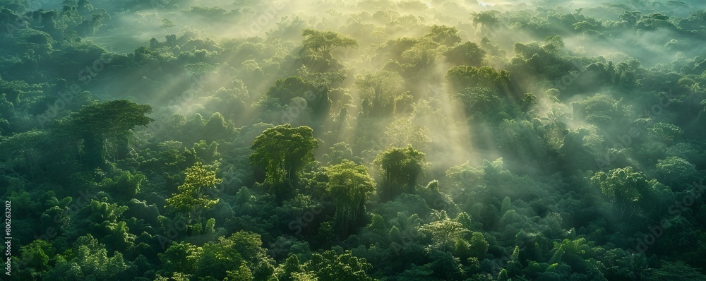 Breath-taking Aerial Photograph of the Jungle. Atmospheric Wilderness Photo. Nature Background.