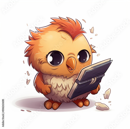 Illustration of owl with book photo