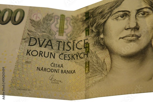 2000 Czech koruna CZK legal tender of the Czech Republic banknote.