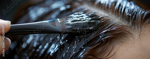 Combing wet hair with applied mask on them
