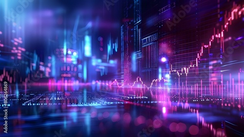 Monitoring Stock Fluctuations on a D Trading Floor Visualization. Concept Stock Market Trends, Financial Data Analysis, Market Volatility, Trading Floor Visualization, Stock Fluctuations Tracking