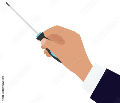 Hand hold screwdriver. vector illustration