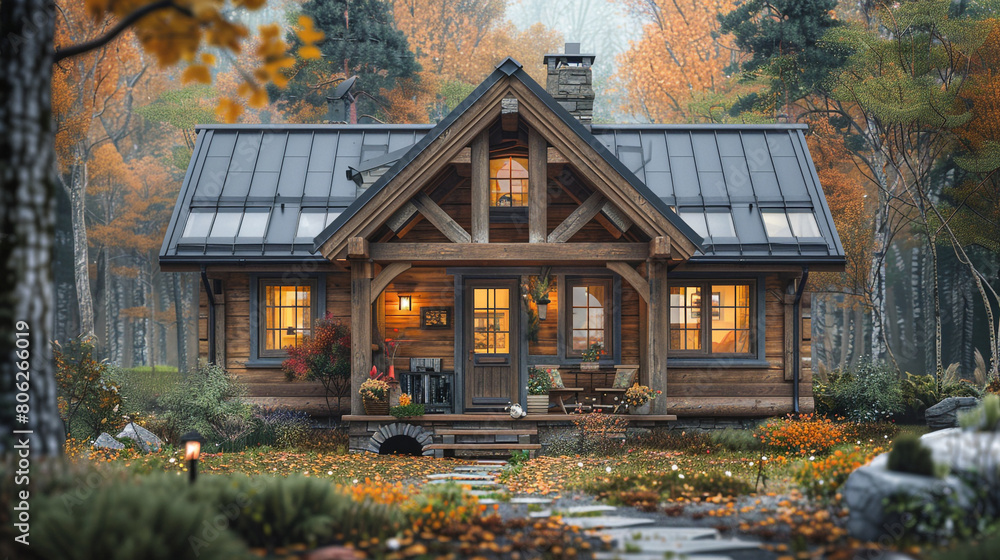 A craftsman-style tiny house with a charming front porch, natural wood accents, and a cozy interior.