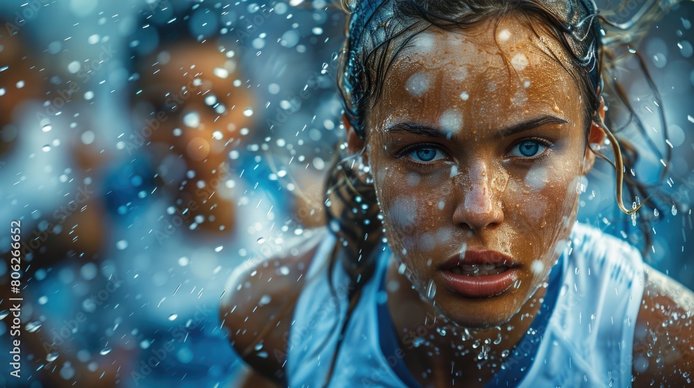 High resolution photography of Sports cover art. The London Marathon, colorful singlets, in the style of an intense, realistic sporting event High resolution photography of Sports cover art. The London Marathon, colorful singlets, in the style of an intense, realistic sporting event