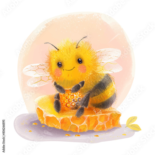 honey bee hug honeycomb white background (2)