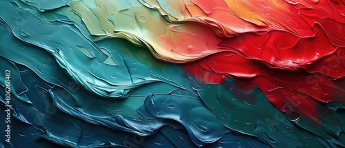 painterly texture abstract background using bold bright brushstrokes with a contrasting green red blue color palette photo