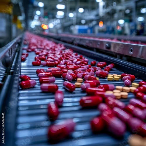 Factory production of medicines , tablets medical topic