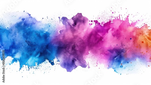 A collection of watercolor splashes and brush strokes in vibrant hues, perfect for adding texture or artistic flair to designs. 8k