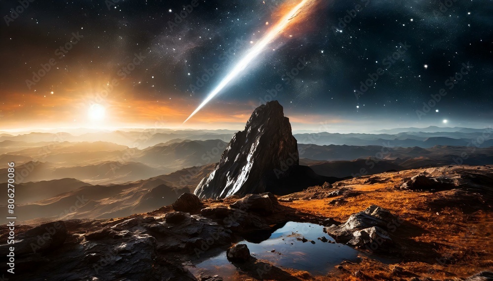 Naklejka premium 宇宙空間の隕石