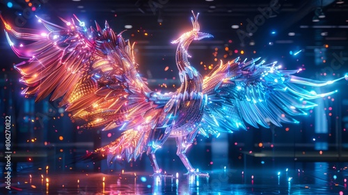 A beautiful and majestic digital artwork of a phoenix rising from the ashes. The phoenix is a symbol of hope  renewal  and transformation.
