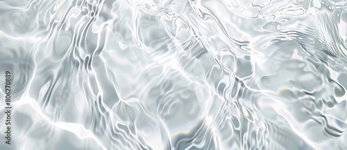 Abstract summer banner background Transparent beige clear water surface texture with ripples and splashes. Water waves in sunlight, top view. Cosmetics present moisturizer micellar toner emulsion photo