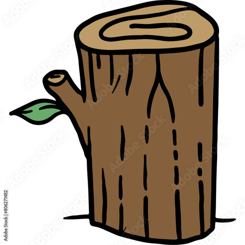 Wood log doodle illustration