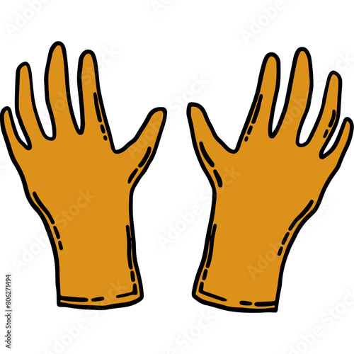 Plastic gloves doodle illustration