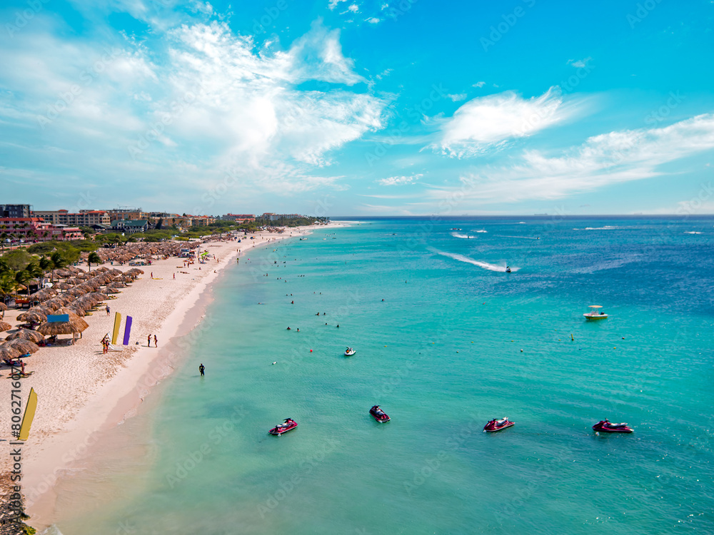 Obraz premium Aerial from Eagle beach on Aruba in the Caribbean