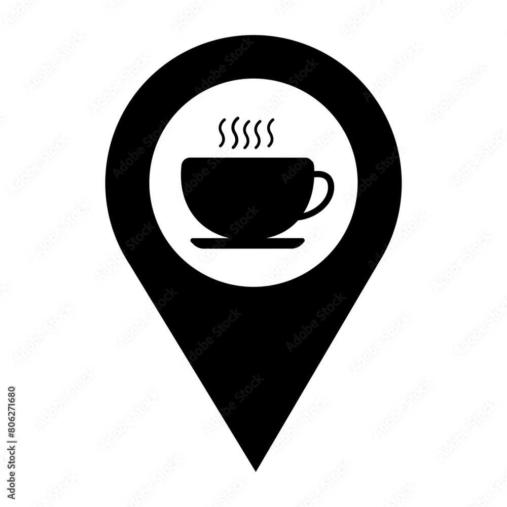 Coffee Shop Map Pin Location Pointer Filled Icon | Coffee with Map Pointer Icon | Vector icons for app, website, graphic design, business, coffee, social media, technology, services, etc. Coffee Shop Map Pin Location Pointer Filled Icon | Coffee with Map Pointer Icon | Vector icons for app, website, graphic design, business, coffee, social media, technology, services, etc.