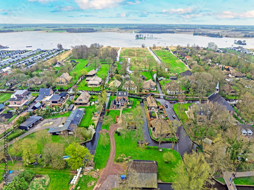 Aerial from the historical village Giethoorn in the Netherlands