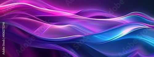 The background has a wavy line movement concept with blue and purple gradations