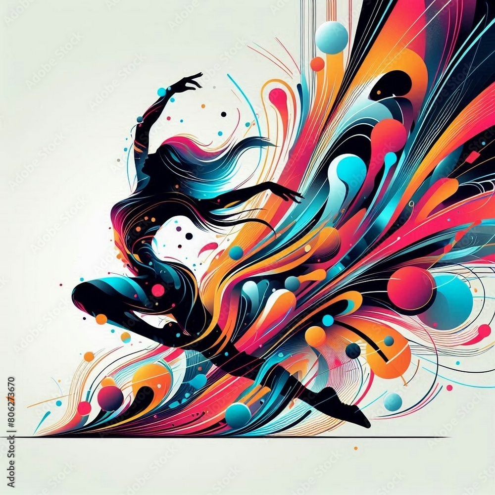 A colorful design with a dancer A colorful design with a dancer