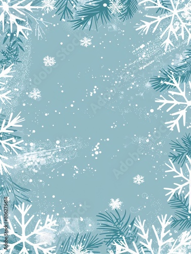 Light blue background with snowflakes 