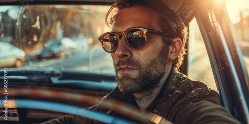 Wallpaper Mural Man Wearing Sunglasses Sitting in Car Torontodigital.ca