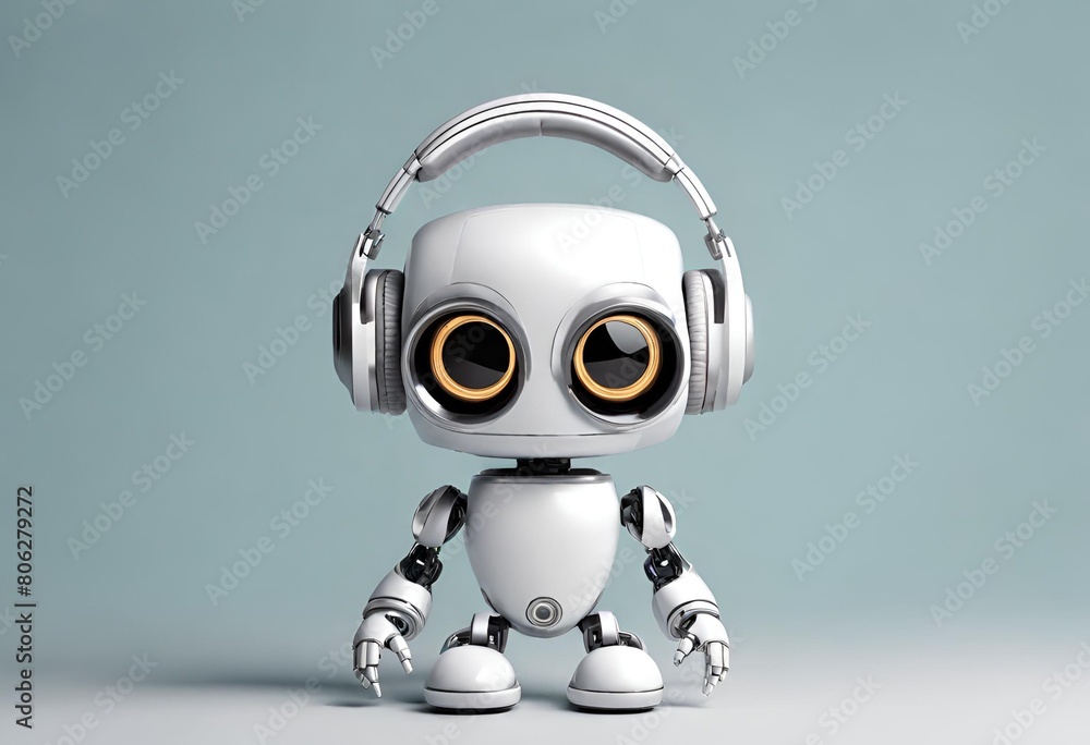 Robot blanco con audífonos Robot blanco con audífonos