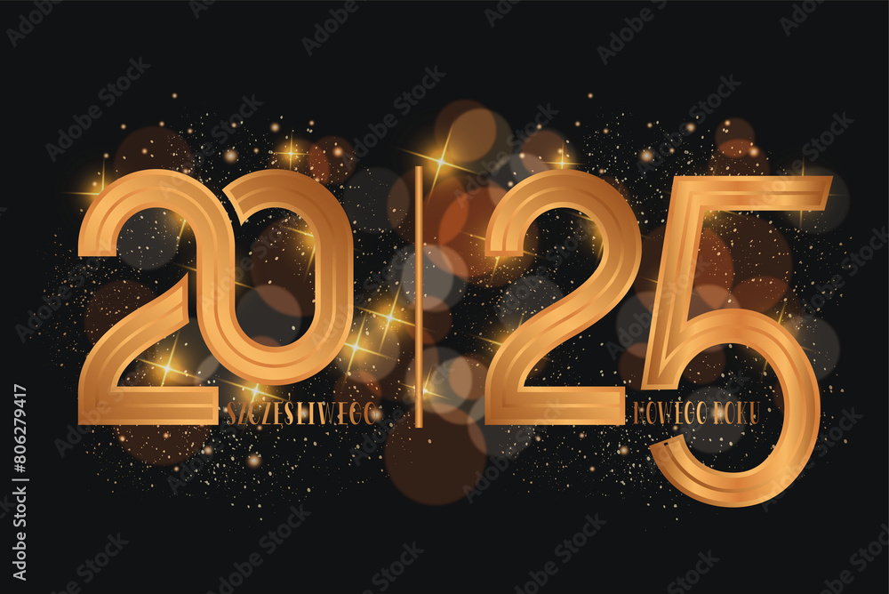 karta lub baner z życzeniami szczęśliwego nowego roku 2025 w kolorze