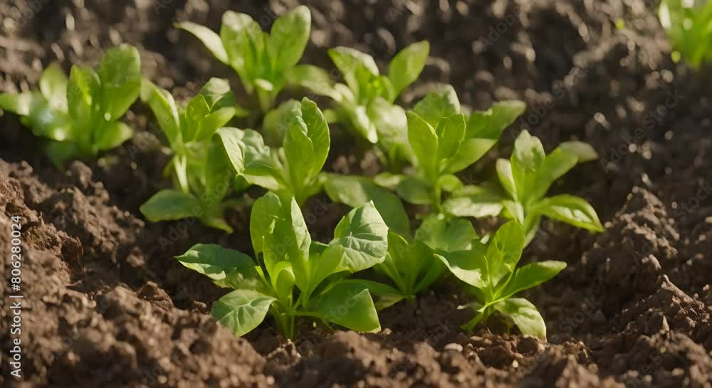 A cluster of young plants emerging from the soil in a garden showcasing the process of growth and new life A cluster of young plants emerging from the soil in a garden showcasing the process of growth and new life