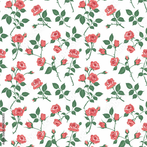Wallpaper Mural A design featuring a repetitive pattern of roses set against a white background. Torontodigital.ca