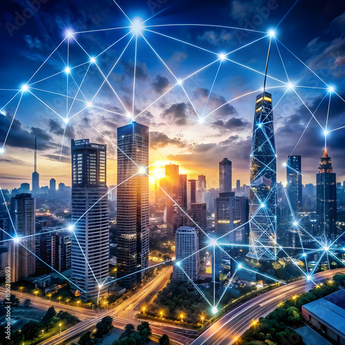 Wallpaper Mural futuristic smart city with 5g global n Torontodigital.ca