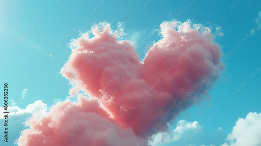 Heart-Shaped Pink Clouds Against a Blue Sky Heart-Shaped Pink Clouds Against a Blue Sky