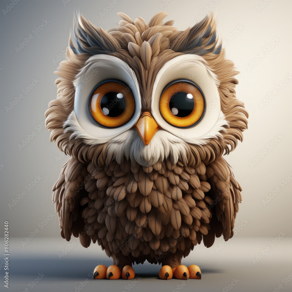 Naklejka premium Watercolor Celeste owl, clipart Illustration, Generative Ai