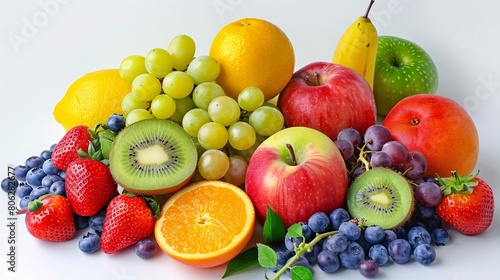 Raw fruit assortment on a vibrant background. A fresh and healthy food choice.