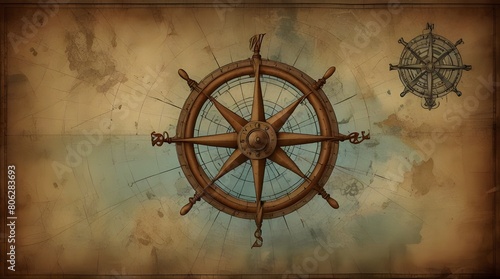 old nautical map background isolated .Generative AI photo