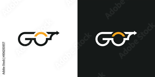 Simple Letter GO Arrow Logo Creative Design. Vector Illustration.