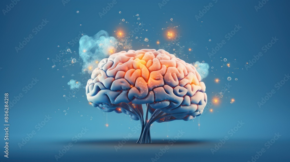 Human brain with neurons and nervous system Human brain with neurons and nervous system