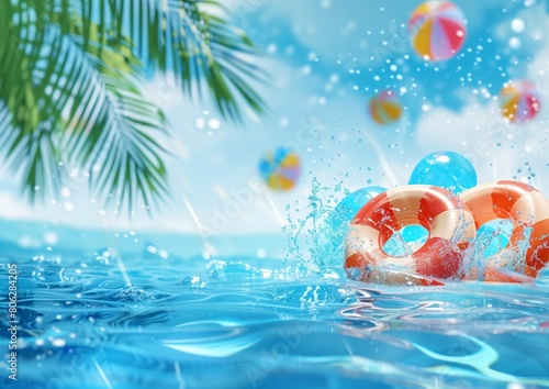 Pool Swim Party Invitation Invite Card Celebration Background Image Wallpaper 5x7	
