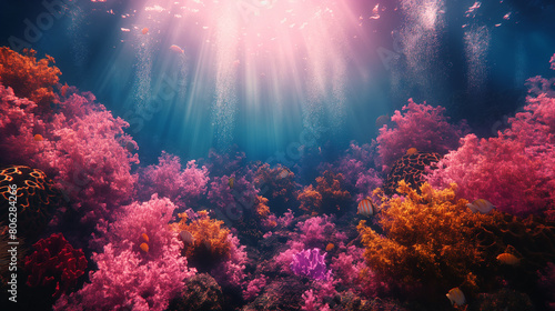 coral reef in the blue sea