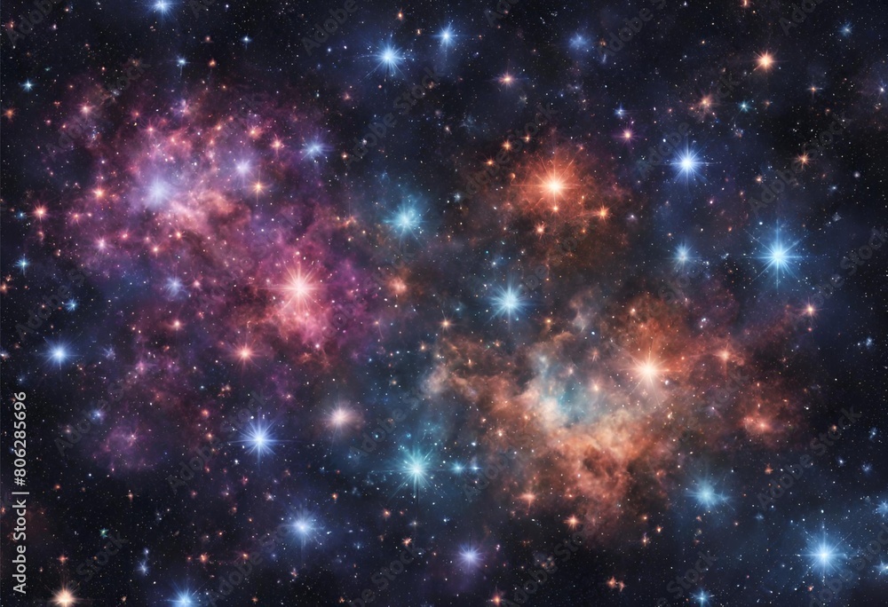 Sparkly images of star cluster in night 