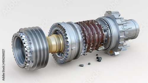 Detailed auto engine anatomy. gears and components unveiled for educational purposes